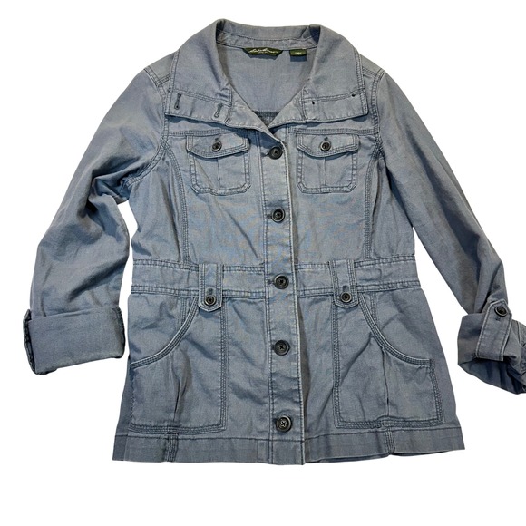 Eddie Bauer Jackets & Blazers - Eddie Bauer Utility Safari Jacket Women S Blue Gray Gorpcore Worn In Outdoorsy